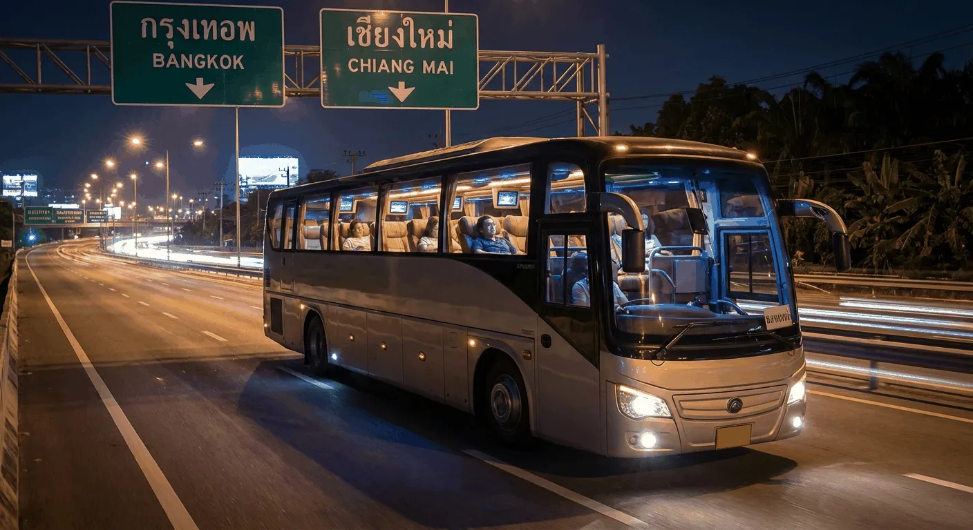 Overnight bus traveling to Koh Tao