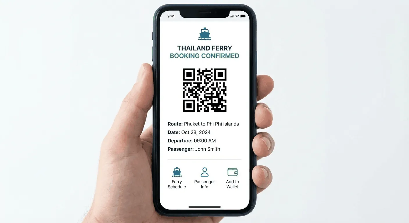 Ferry ticket confirmation on a smartphone
