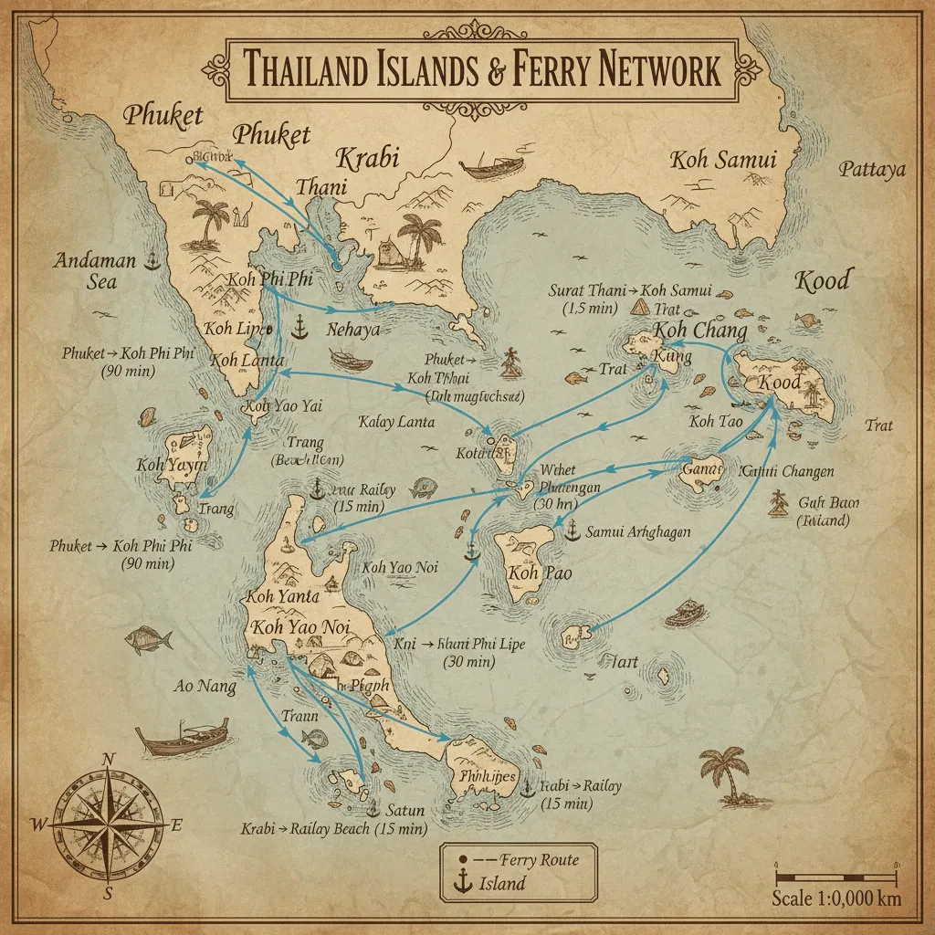 Map of Raja Ferry routes in the Gulf of Thailand